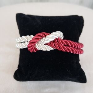 Elegant Red and White Twisted Rope Bracelet